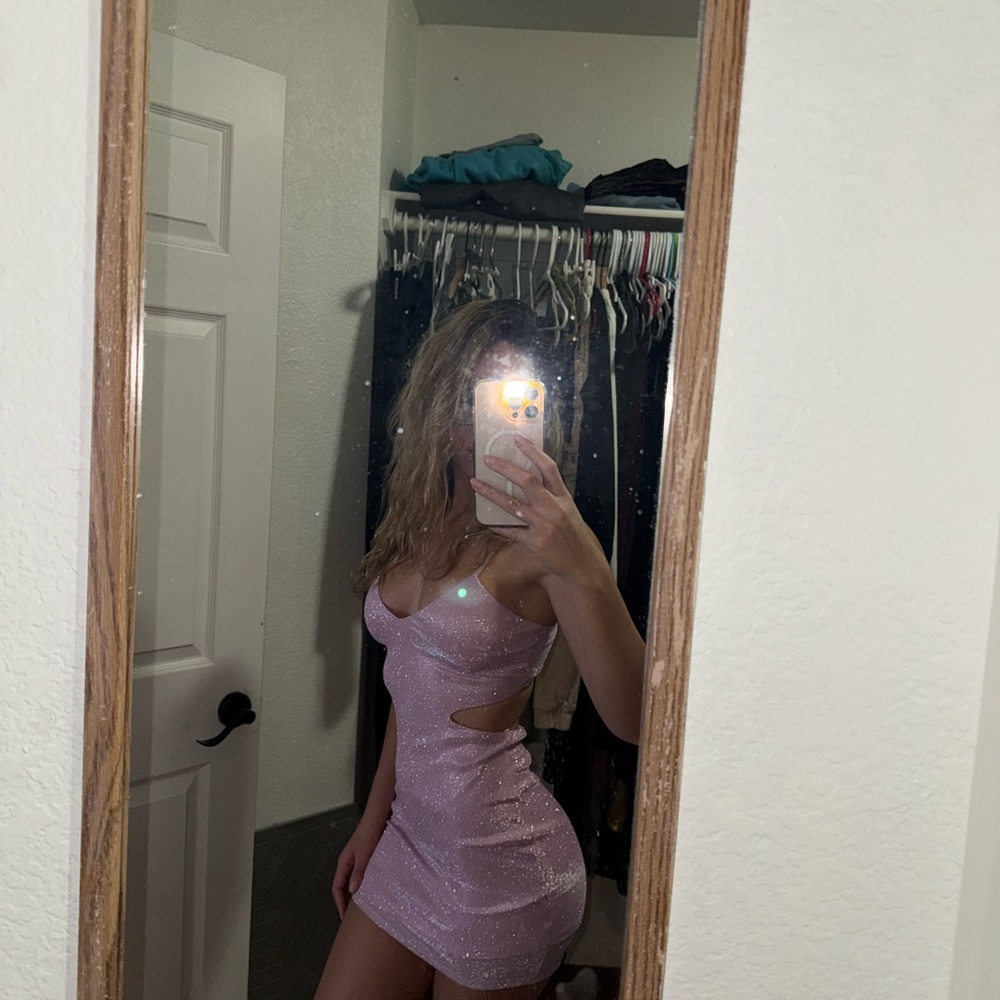 Fashion Nova Shimmering Pink Mini Dress